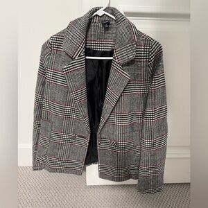 IJOAH Checkered Blazer in Black, White, and Red